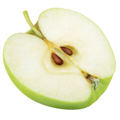 Green apple half isolated on transparent background