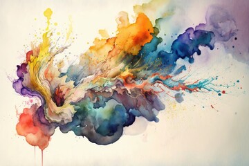 Watercolor painting background, colorful paint ai