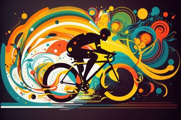 Fototapeta na wymiar Colorful cycling background, cycling poster with colorful background, ai