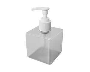 Fototapeta premium Soap Dispenser Square Bottle packaging isolated on transparent background, prepared for mockup, 3D render.