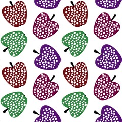 Cartoon fruit seamless apples and polka dots pattern for wrapping paper and kids clothes print and fabrics