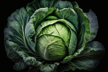 Delicious cabbage on dark background. Based on Generative AI