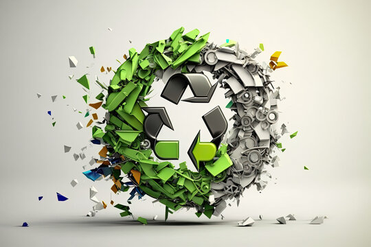 Recycling logo. 3D render. Generative AI