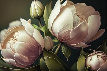 watercolor white tulips, AI Art