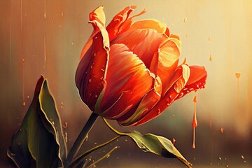 watercolor orange tulips, AI art