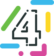 modern style business icon isolated symbol number four - PNG image with transparent background