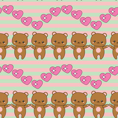 Cute adorable bear character - seamless pattern