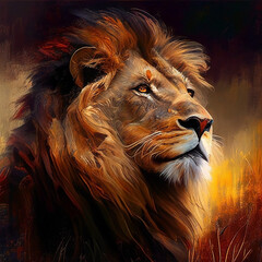 Lion Painting - Artistic Symbolism - AI Generated