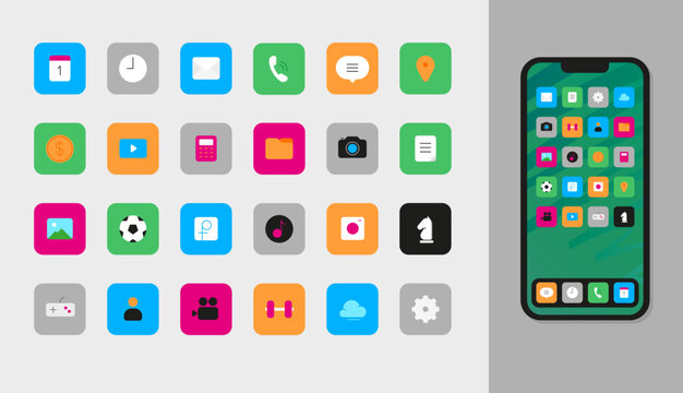 Set of icons for smartphone