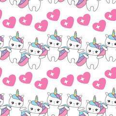 Cute adorable unicorn character - seamless pattern