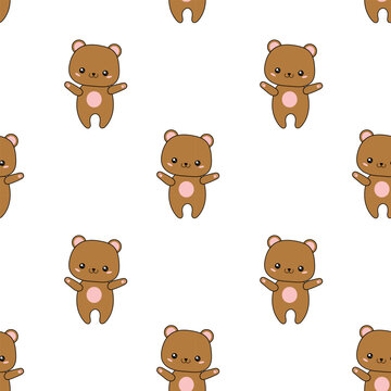 Cute adorable bear character - seamless pattern
