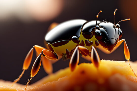insectos robot, androides y futuristas. imágenes en primer plano y macro de hormigas, avispas, abejas modificadas, concepto de mundo futurista.