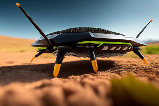 insectos robot, androides y futuristas. im&aacute;genes en primer plano y macro de hormigas, avispas, abejas modificadas, concepto de mundo futurista.