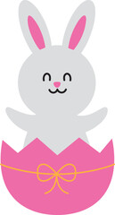 Easter bunny hatched from an egg vector flat image.