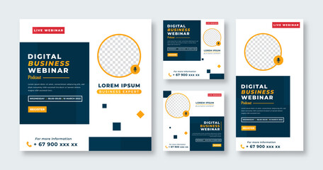 Business Podcast Social Media Post for Online Marketing Promotion Banner, Story and Web Internet Ads Flyer