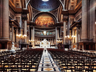 View of the altar of the Madeleine church in Paris