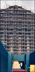 The Madeleine church under construction, scaffolding, Paris