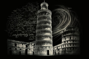 Leaning tower of Pisa, Pisa Tower, Generative AI - obrazy, fototapety, plakaty