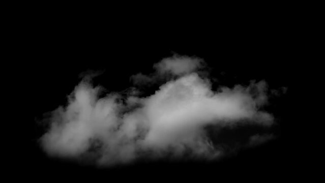 White Cloud Isolated on Black Background. Good for Atmosphere Creation. Cinemagraph Continuous Loop Animation