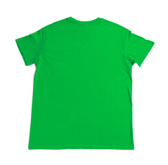 Green t-shirt isolated on white, top view. Mockup for design