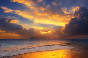 Obraz na płótnie Canvas sunset on the beach created with Generative AI technology