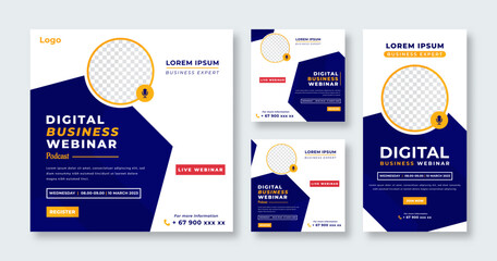 Business Podcast Social Media Post for Online Marketing Promotion Banner, Story and Web Internet Ads Flyer