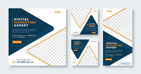 Business Marketing Agency Promotion Social Media Post for Online Marketing Promotion Banner, Story and Web Internet Ads Flyer