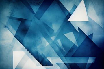 Modern art design with triangular and rectangle shapes in an abstract blue watercolour style. AI Generated