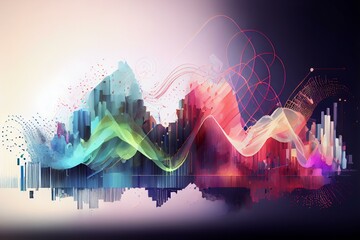 Abstract Visualisation of data and technology. 3D illustration in a watercolor style. AI Generated - obrazy, fototapety, plakaty