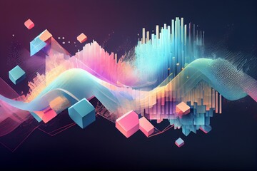 Abstract Visualisation of data and technology. 3D illustration in a watercolor style. AI Generated - obrazy, fototapety, plakaty