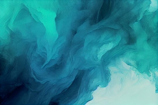 Abstract watercolor background of teal with liquid fluid texture, background, banner, watercolor style, AI Generated