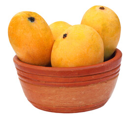 Fresh Mangoes on a clay bowl