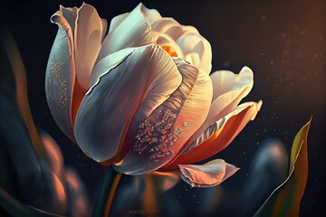 detailed illustrated pink tulips, AI art