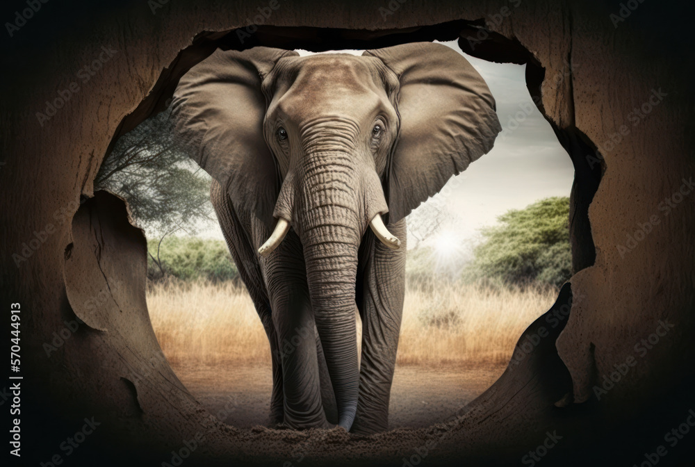 Wall mural elephant with copy space background. world wildlife day concept. generative ai.