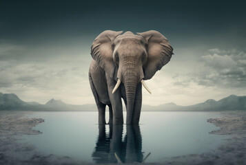 Fototapeta na wymiar Elephant with copy space background. World wildlife day concept. Generative ai.