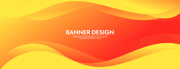 Obraz premium Abstract Orange Fluid Banner Template. Modern background design. gradient color. Dynamic Waves. Liquid shapes composition. Fit for banners