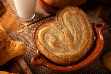 Oreja. Mexican sweet bread made with puff pastry, its name comes from its shape similar to that of...