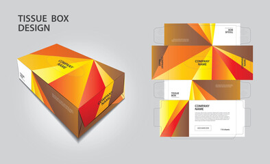 Tissue box packaging design on polygon background, box mockup, 3d box, Can be use place your text and logos and ready to go for print, Product design, Label design, Packaging design template vector