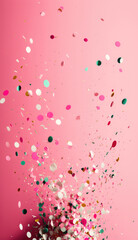 Naklejka premium Confetti Backdrops. Solid Pink Background. Genrative AI.