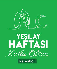 Yesilay haftasi vector illustration. 1st-7th March social awareness day against unhealty life in Turkey