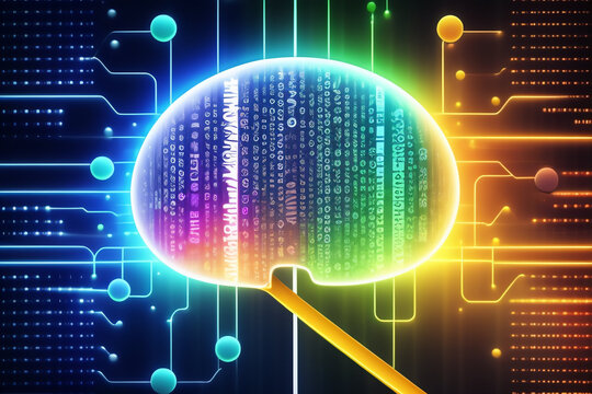 ILUSTRACION DE CEREBRO HUMANO Y CONECCIONES ELECTRICAS, DATA Y REDES INFROMATICAS