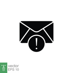 Warning alert message icon. Solid style for web template and app. Email, suspicious, letter, mail, news, notification, vector illustration design on white background. EPS 10.