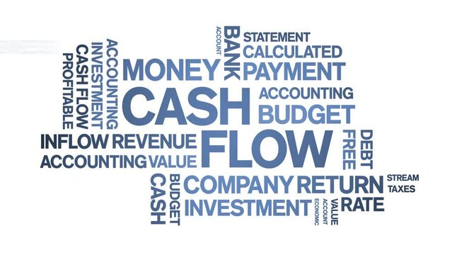 Cash Flow animated tag word cloud;text design animation kinetic typography seamless loop.