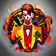 Gentleman Skeleton in the style of abstract art.