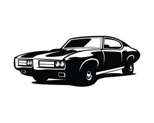 Fototapeta na wymiar pontiac gto the silhouette judge. isolated white background view from side. Best for logo, badge, emblem, icon, sticker design, car industry. available in eps 10.