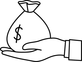 Money Bag Profit Hand financial Business Cash trade Element illustration Line