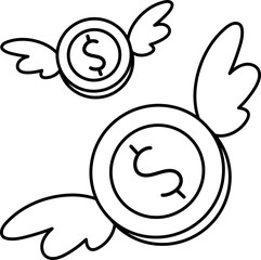 Flying Coin financial Business Cash Money trade economic  illustration Line