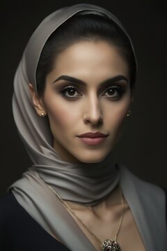 young middle eastern woman wearing a headscarf. Generative AI