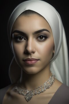 young middle eastern woman wearing a headscarf. Generative AI