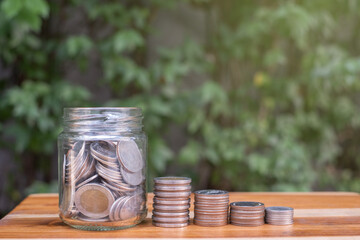 coin saving, investment for retirement concept , symbol of hope and rich